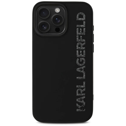 Karl Lagerfeld HC 3D Rubber Elongated Glitter iPhone 16 Pro Case - Black_2