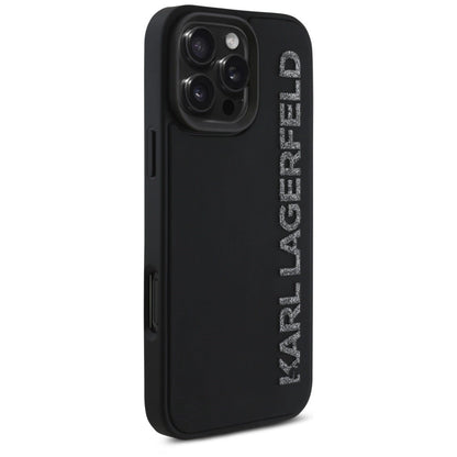 Karl Lagerfeld HC 3D Rubber Elongated Glitter iPhone 16 Pro Case - Black_3