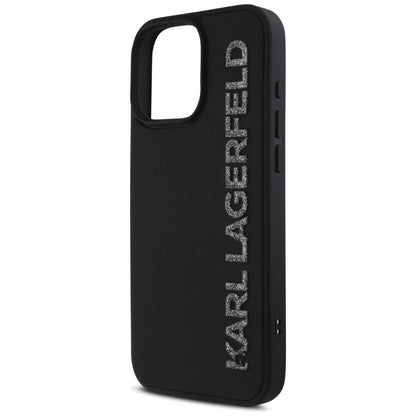 Karl Lagerfeld HC 3D Rubber Elongated Glitter iPhone 16 Pro Case - Black_5