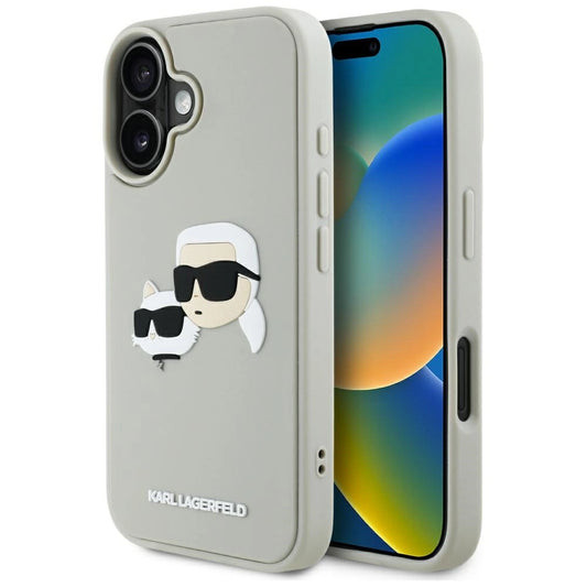 Karl Lagerfeld HC 3D Rubber Double Heads iPhone 16 Case - Beige_0