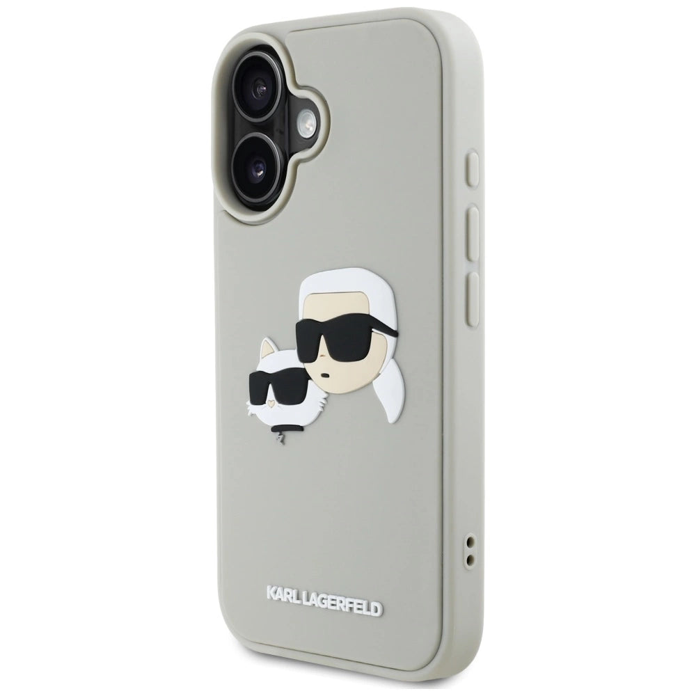 Karl Lagerfeld HC 3D Rubber Double Heads iPhone 16 Case - Beige_1