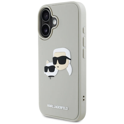 Karl Lagerfeld HC 3D Rubber Double Heads iPhone 16 Case - Beige_1