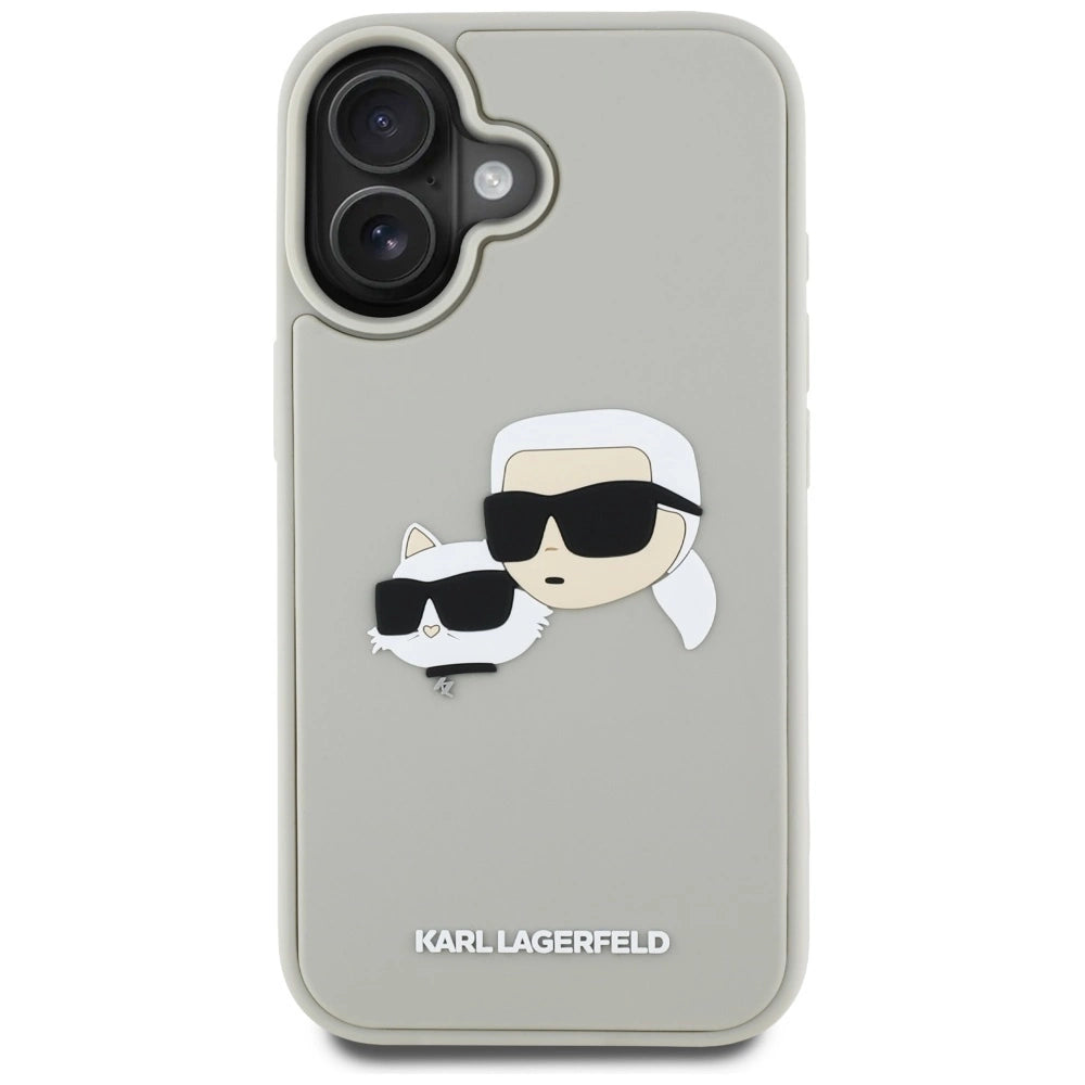 Karl Lagerfeld HC 3D Rubber Double Heads iPhone 16 Case - Beige_2