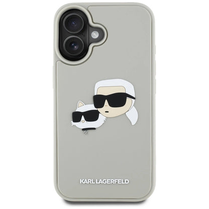 Karl Lagerfeld HC 3D Rubber Double Heads iPhone 16 Case - Beige_2