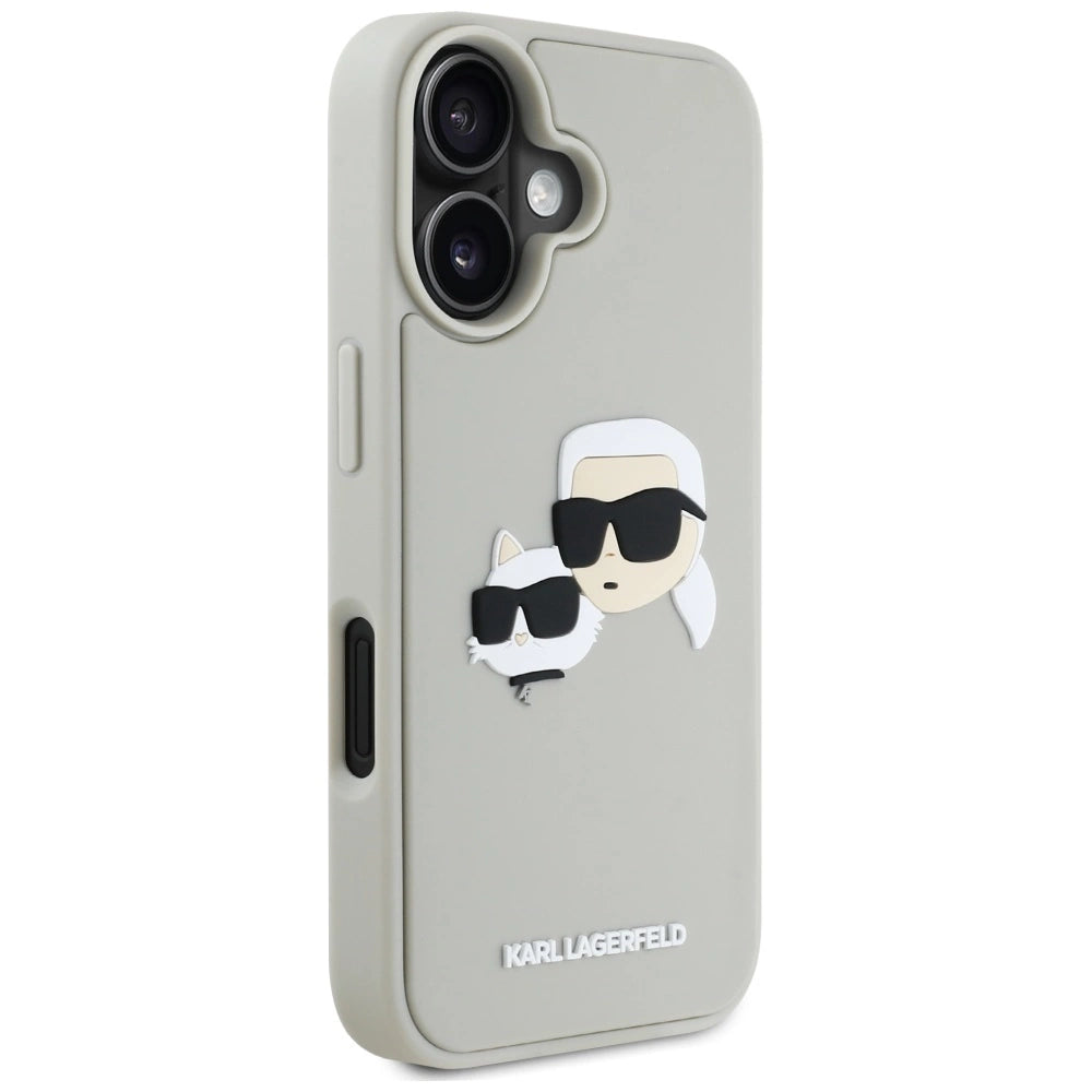 Karl Lagerfeld HC 3D Rubber Double Heads iPhone 16 Case - Beige_3