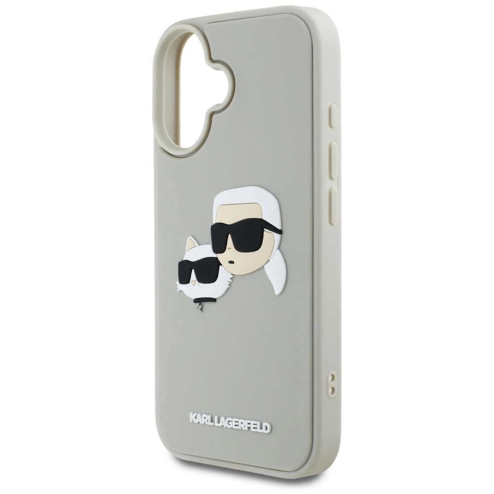 Karl Lagerfeld HC 3D Rubber Double Heads iPhone 16 Case - Beige_5