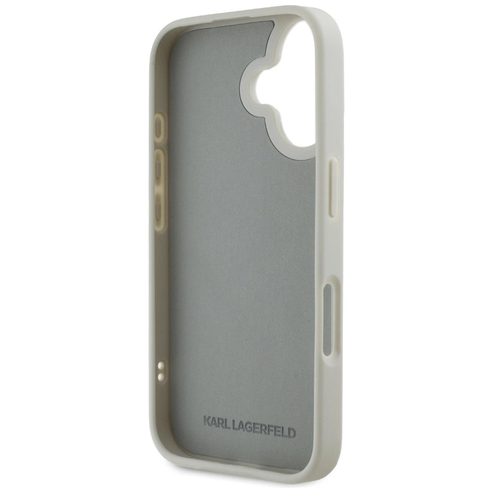 Karl Lagerfeld HC 3D Rubber Double Heads iPhone 16 Case - Beige_6