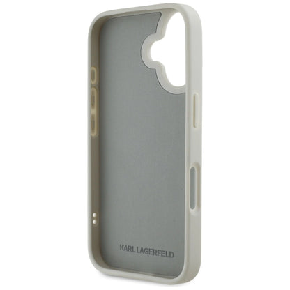 Karl Lagerfeld HC 3D Rubber Double Heads iPhone 16 Case - Beige_6