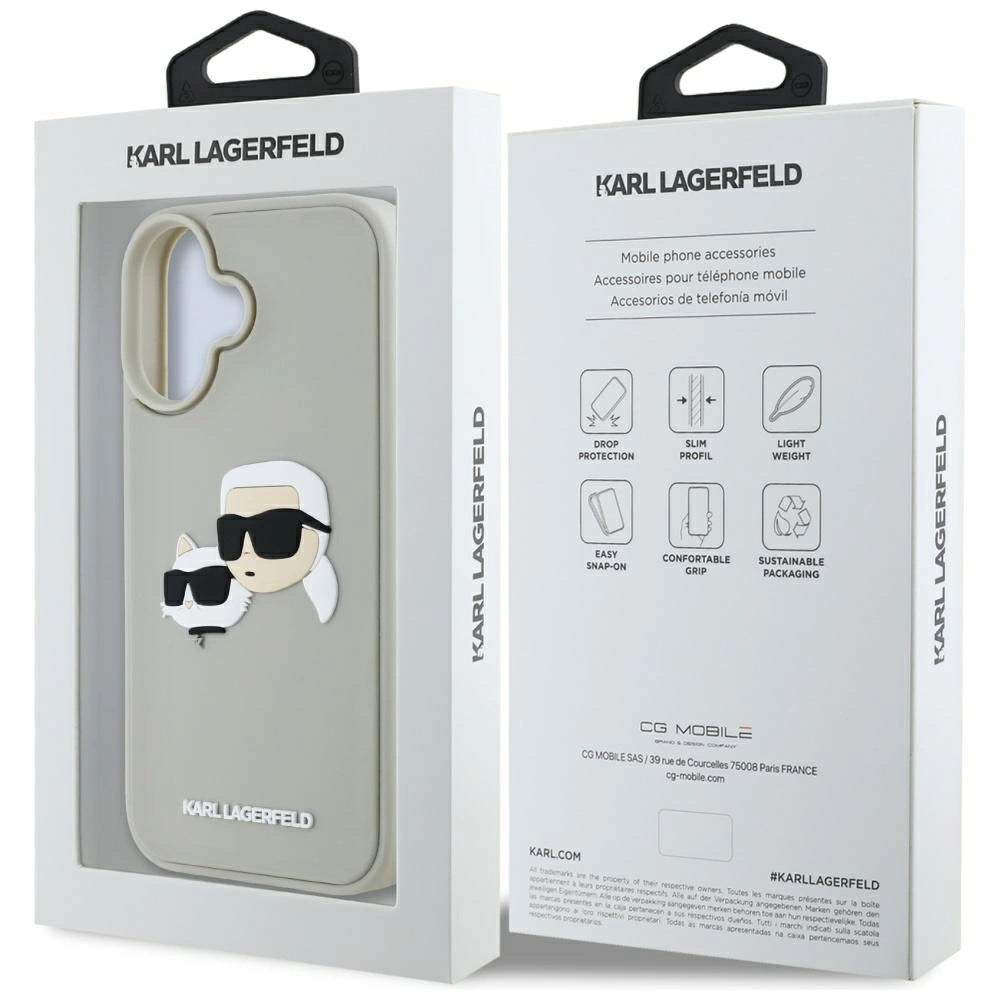 Karl Lagerfeld HC 3D Rubber Double Heads iPhone 16 Case - Beige_7