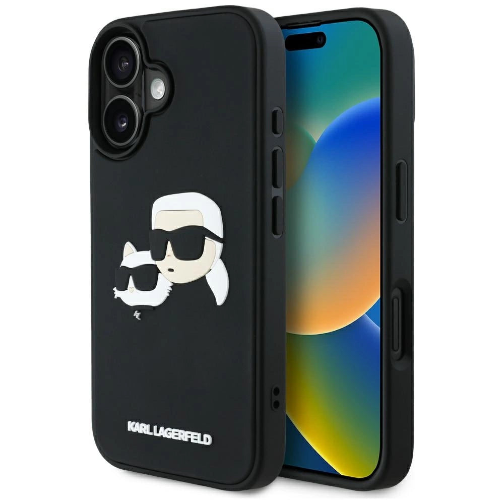 Karl Lagerfeld HC 3D Rubber Double Heads iPhone 16 Case - Black_0
