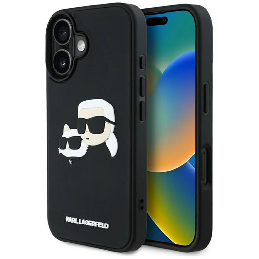 Karl Lagerfeld HC 3D Rubber Double Heads iPhone 16 Case - Black_0
