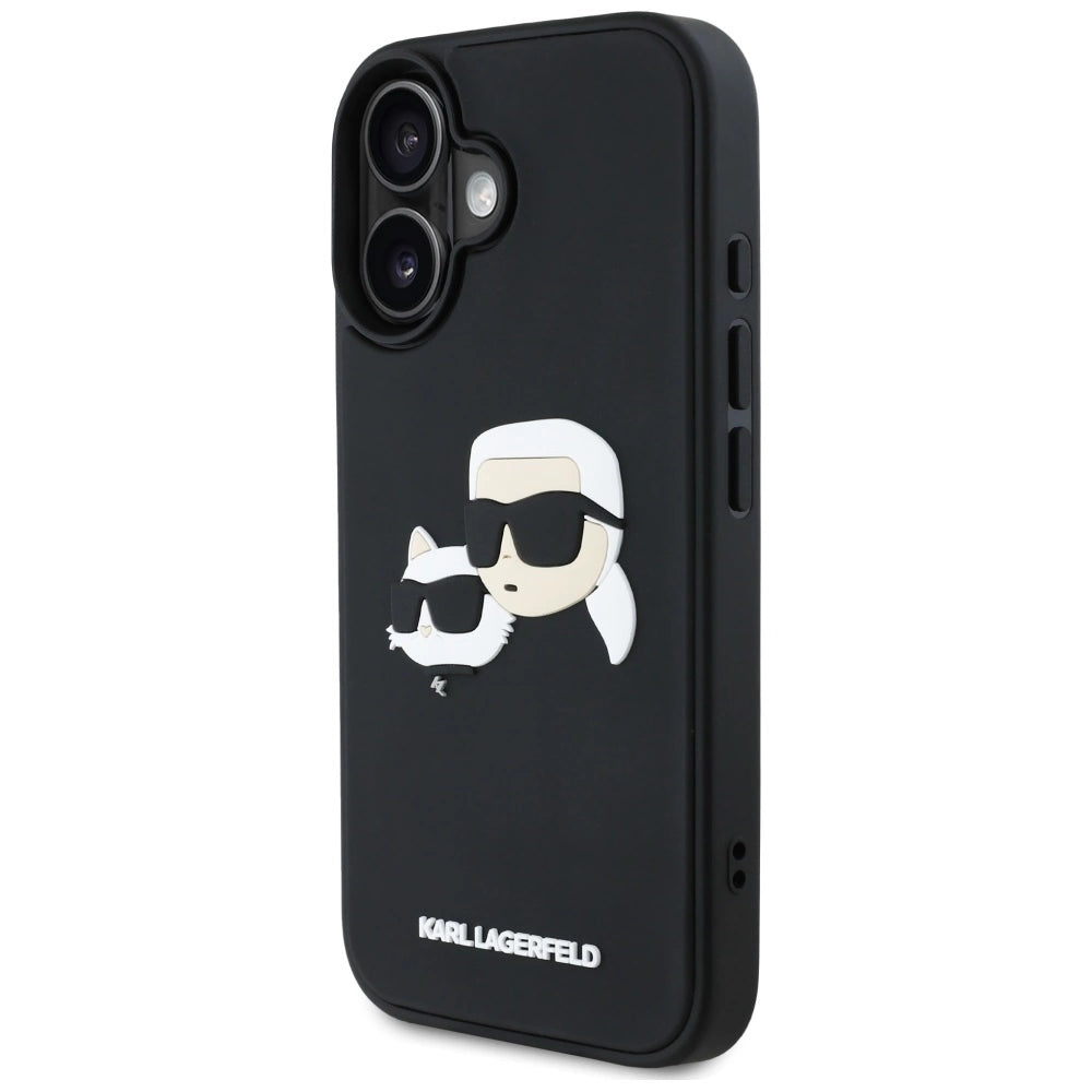 Karl Lagerfeld HC 3D Rubber Double Heads iPhone 16 Case - Black_1