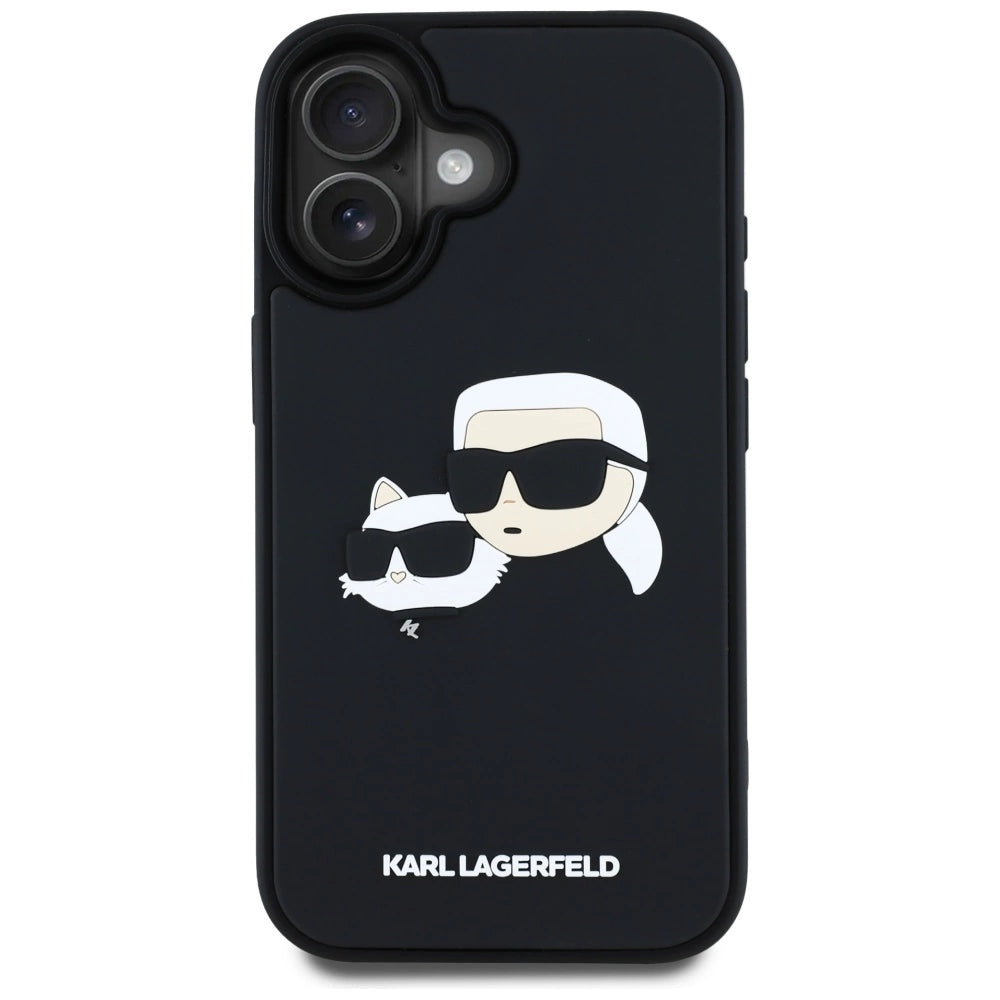 Karl Lagerfeld HC 3D Rubber Double Heads iPhone 16 Case - Black_2