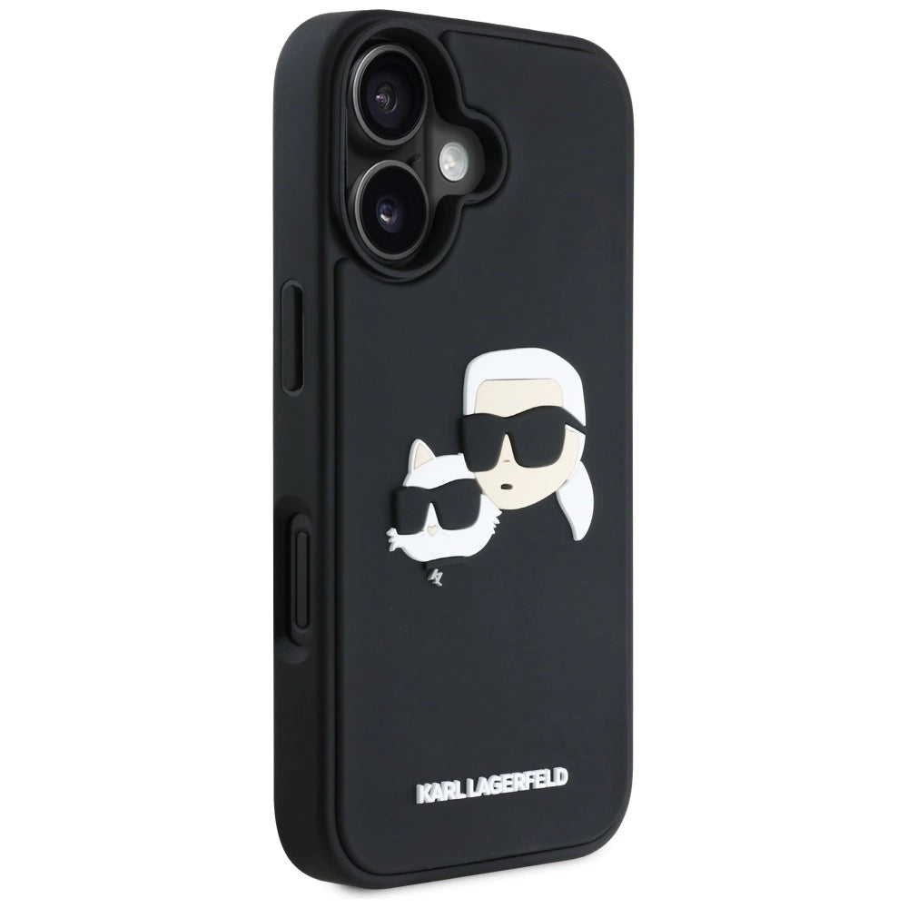 Karl Lagerfeld HC 3D Rubber Double Heads iPhone 16 Case - Black_3