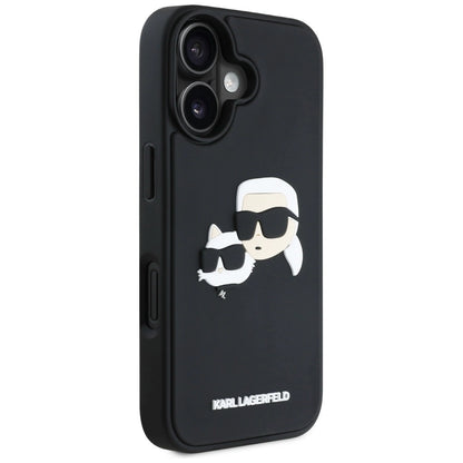 Karl Lagerfeld HC 3D Rubber Double Heads iPhone 16 Case - Black_3