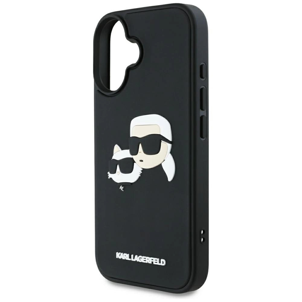 Karl Lagerfeld HC 3D Rubber Double Heads iPhone 16 Case - Black_5