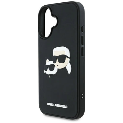 Karl Lagerfeld HC 3D Rubber Double Heads iPhone 16 Case - Black_5