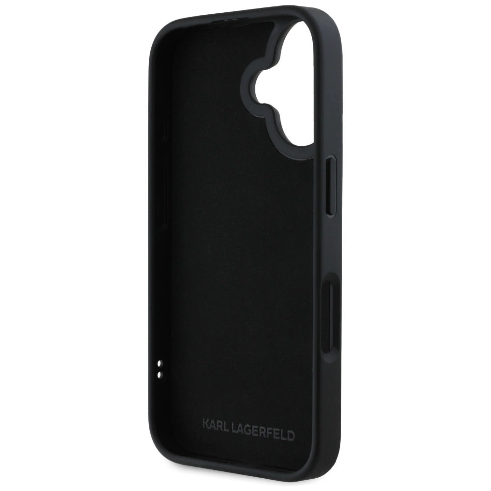 Karl Lagerfeld HC 3D Rubber Double Heads iPhone 16 Case - Black_6