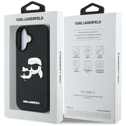 Karl Lagerfeld HC 3D Rubber Double Heads iPhone 16 Case - Black_7