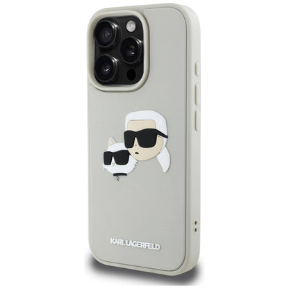Karl Lagerfeld HC 3D Rubber Double Heads iPhone 16 Pro Case - Beige_1