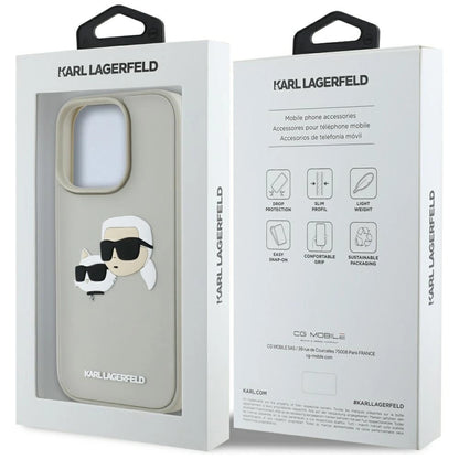 Karl Lagerfeld HC 3D Rubber Double Heads iPhone 16 Pro Case - Beige_7