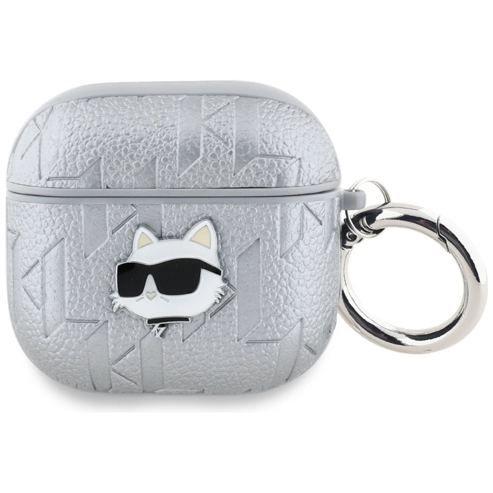 Karl Lagerfeld Monogram Choupette Head case for AirPods 4 - silver_0