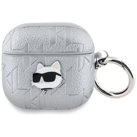 Karl Lagerfeld Monogram Choupette Head case for AirPods 4 - silver_0
