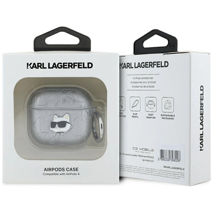 Karl Lagerfeld Monogram Choupette Head case for AirPods 4 - silver_2
