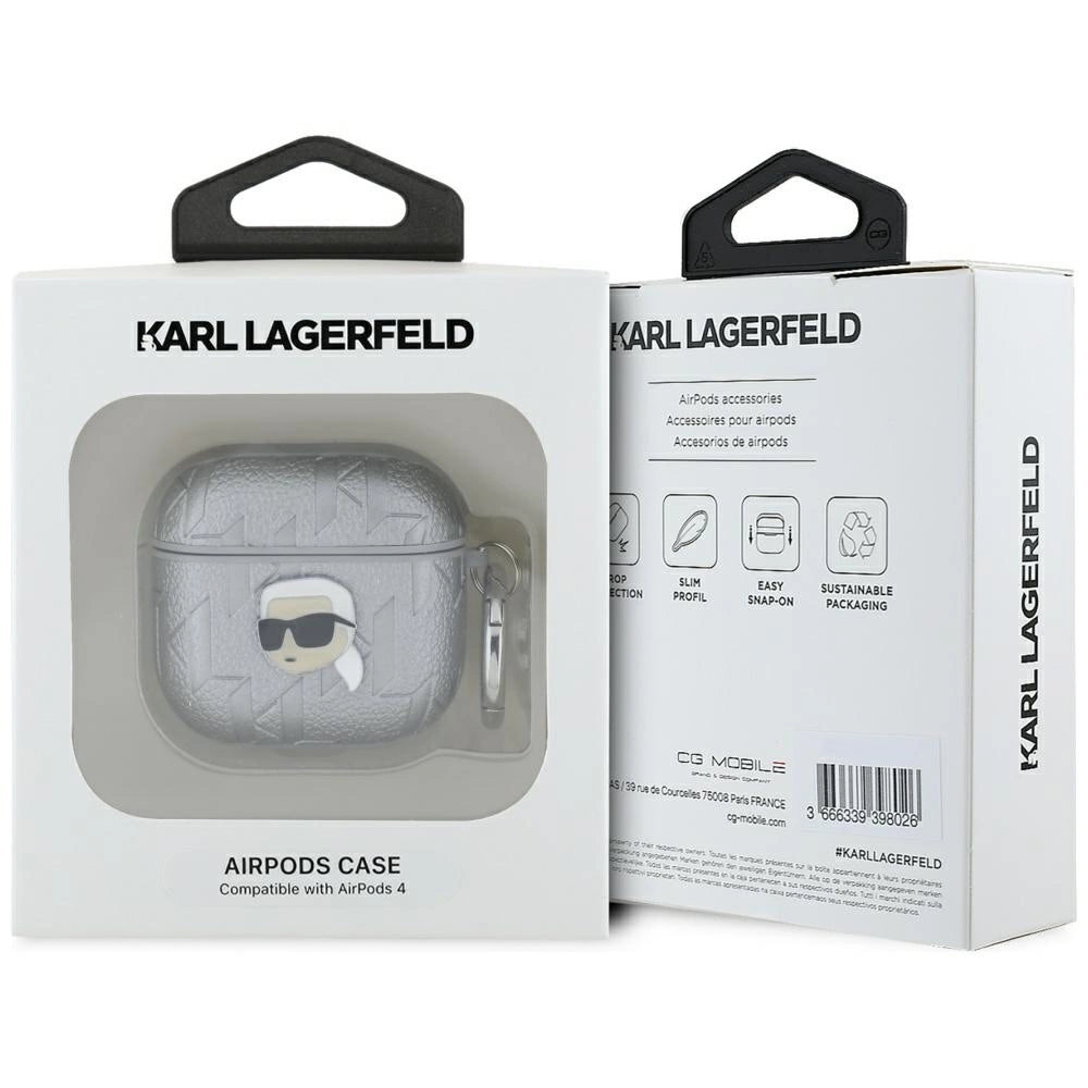 Karl Lagerfeld Monogram Karl Head case for AirPods 4 - silver_2