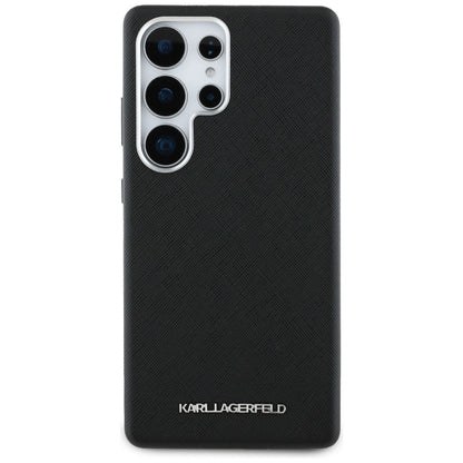 Karl Lagerfeld Saffiano Full Wrapped Elongated Metal Logo MagSafe Case for Samsung Galaxy S25 Ultra - Black_2