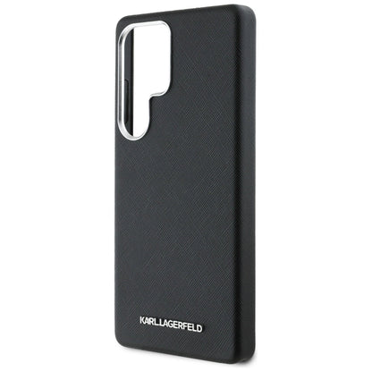 Karl Lagerfeld Saffiano Full Wrapped Elongated Metal Logo MagSafe Case for Samsung Galaxy S25 Ultra - Black_5