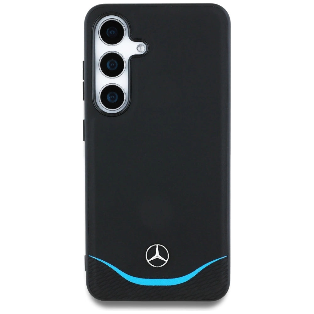 Mercedes Leather Contrasted Blue Horizontal Curve MagSafe Case for Samsung Galaxy S25 - Black_2