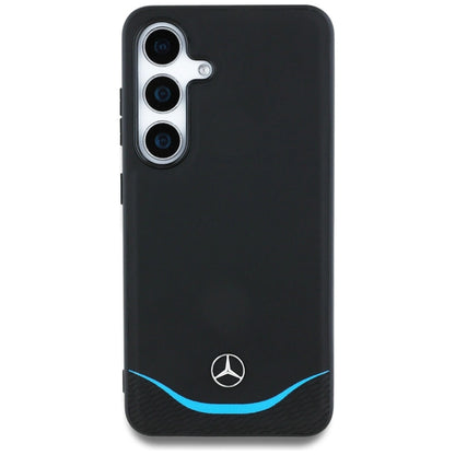 Mercedes Leather Contrasted Blue Horizontal Curve MagSafe Case for Samsung Galaxy S25 - Black_2