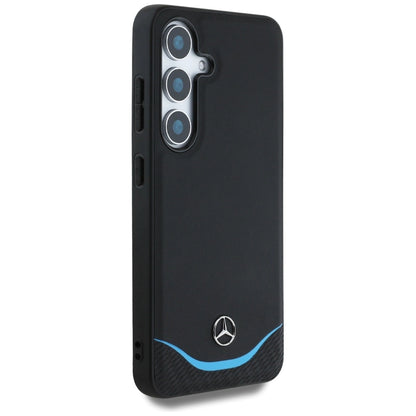 Mercedes Leather Contrasted Blue Horizontal Curve MagSafe Case for Samsung Galaxy S25 - Black_3
