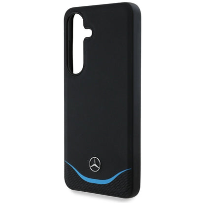 Mercedes Leather Contrasted Blue Horizontal Curve MagSafe Case for Samsung Galaxy S25 - Black_5