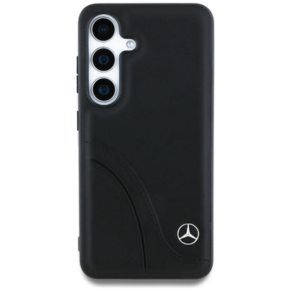 Mercedes Leather Curved Stitches Case for Samsung Galaxy S25 - Black_2