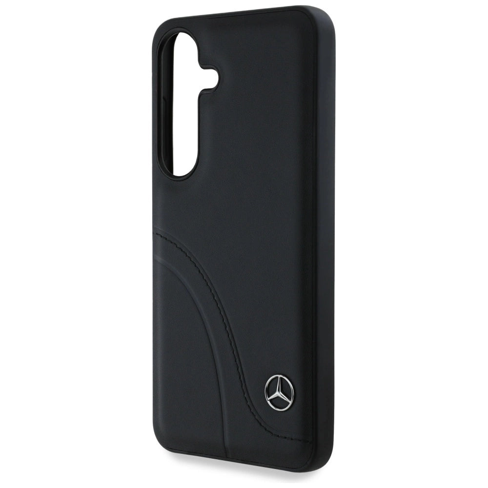 Mercedes Leather Curved Stitches Case for Samsung Galaxy S25 - Black_5