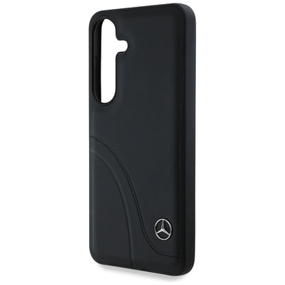 Mercedes Leather Curved Stitches Case for Samsung Galaxy S25 - Black_5