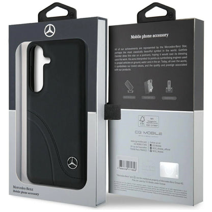 Mercedes Leather Curved Stitches Case for Samsung Galaxy S25 - Black_7
