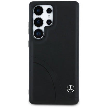 Mercedes Leather Curved Stitches Case for Samsung Galaxy S25 Ultra - Black_2