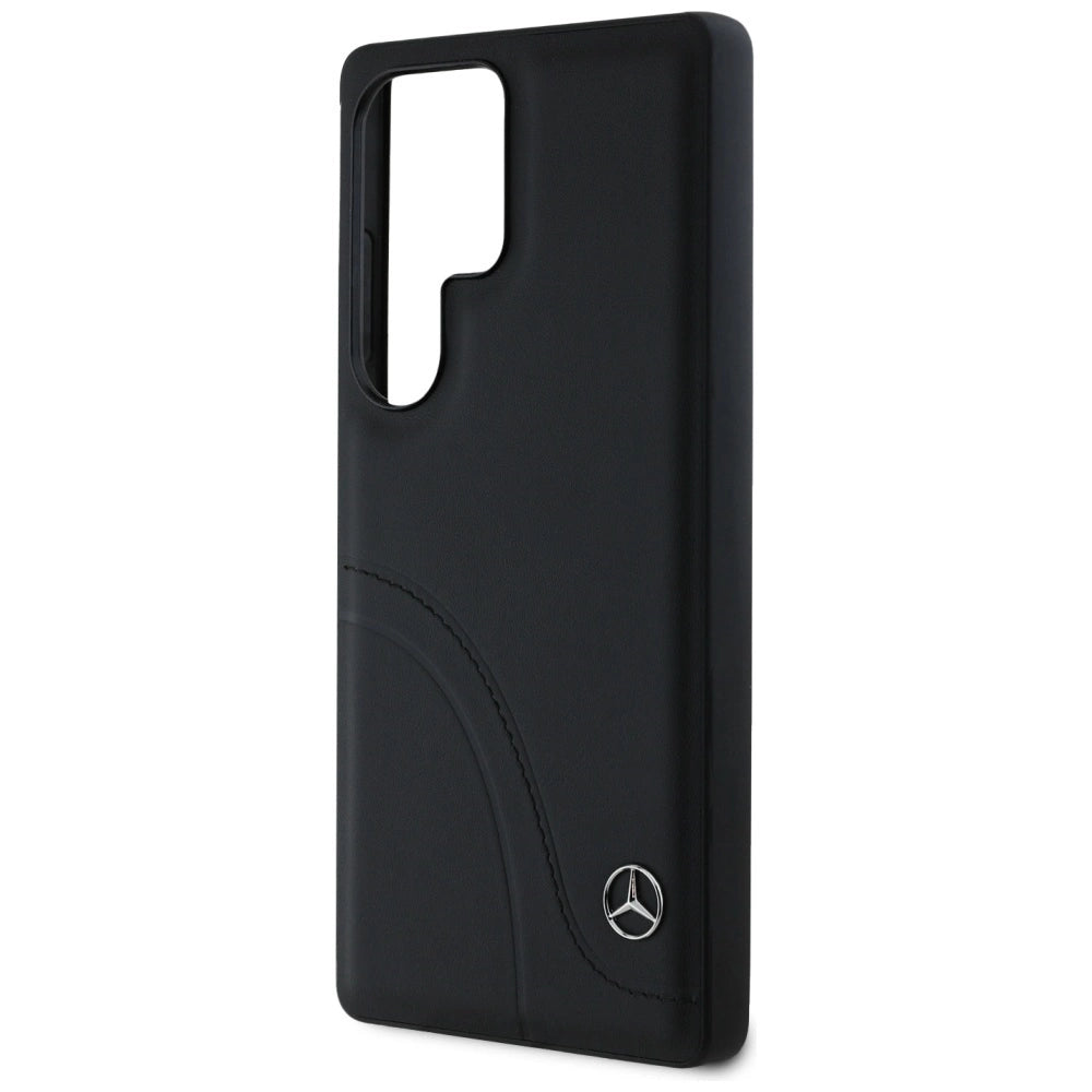 Mercedes Leather Curved Stitches Case for Samsung Galaxy S25 Ultra - Black_5