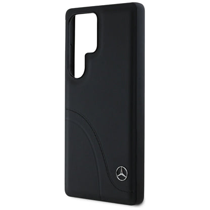 Mercedes Leather Curved Stitches Case for Samsung Galaxy S25 Ultra - Black_5