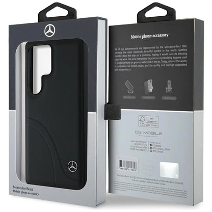 Mercedes Leather Curved Stitches Case for Samsung Galaxy S25 Ultra - Black_7