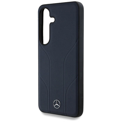 Mercedes Leather Debossed Lines MagSafe Case for Samsung Galaxy S25 - Blue_5