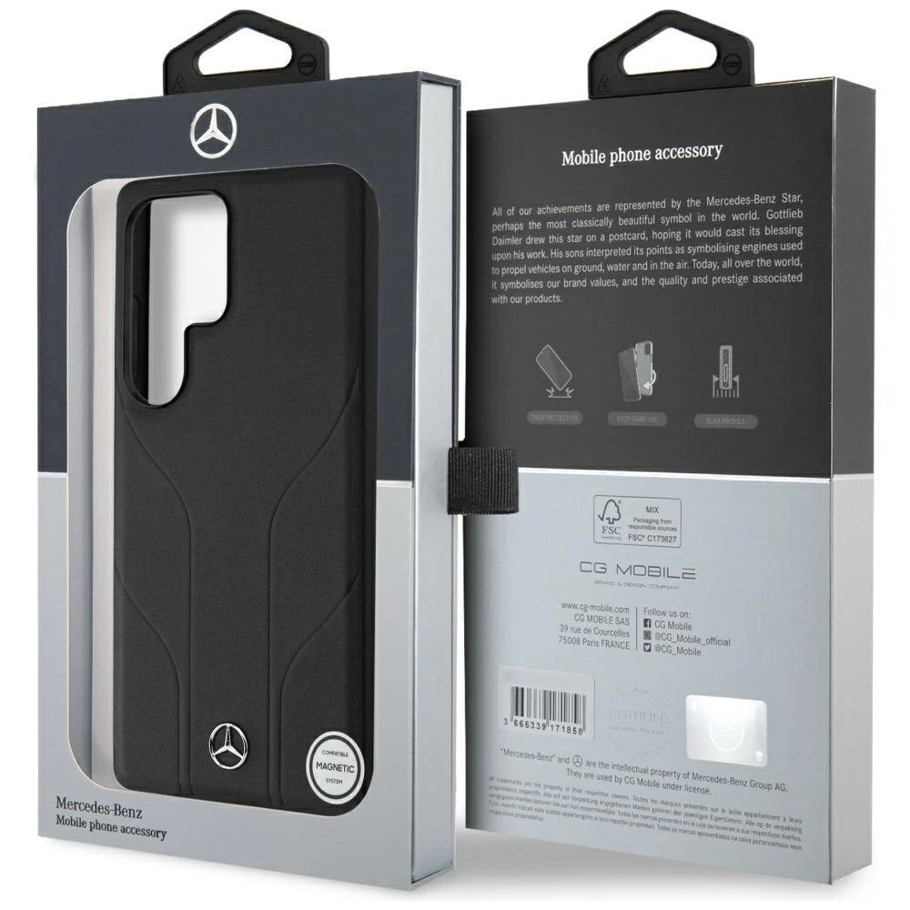 Mercedes Leather Debossed Lines MagSafe case for Samsung Galaxy S25 Ultra - black_7
