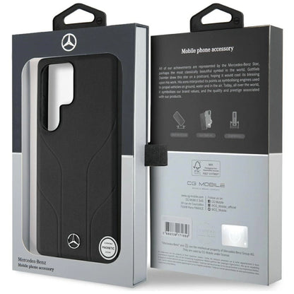 Mercedes Leather Debossed Lines MagSafe case for Samsung Galaxy S25 Ultra - black_7
