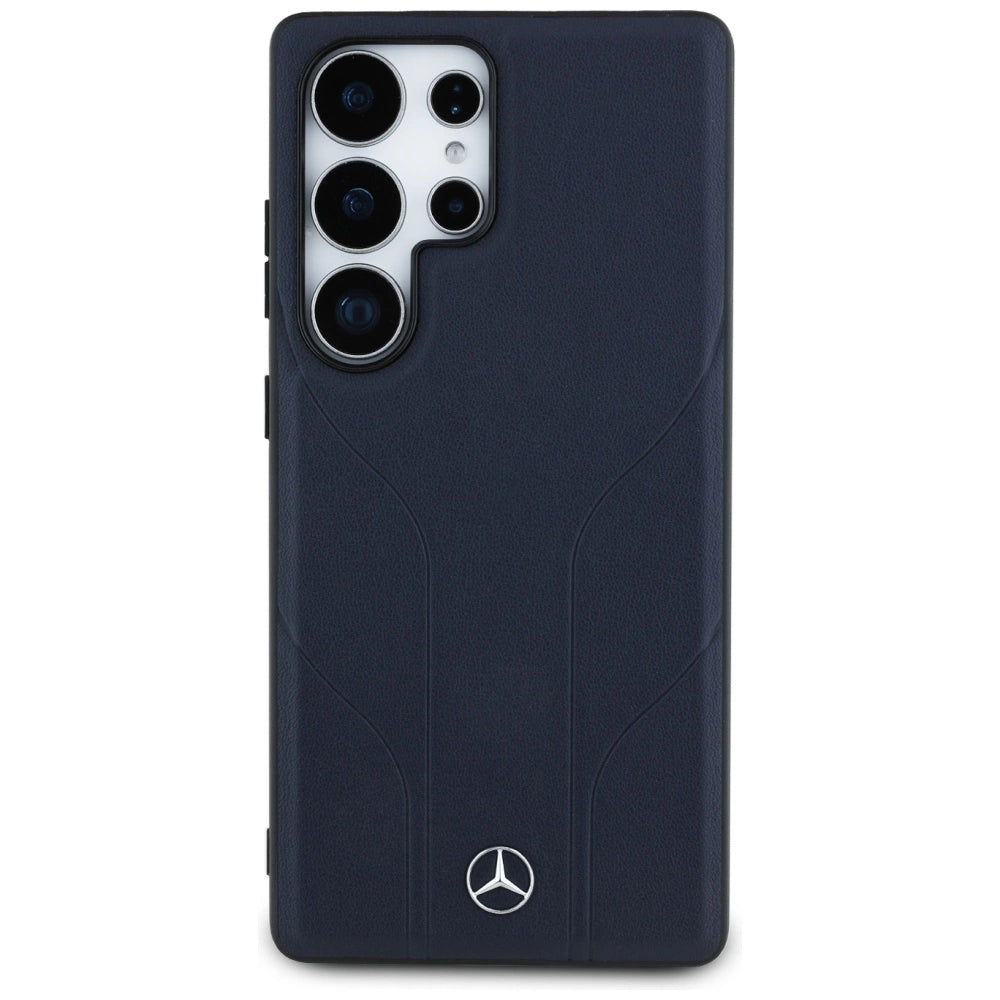 Mercedes Leather Debossed Lines MagSafe Case for Samsung Galaxy S25 Ultra - Blue_2