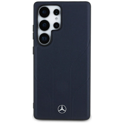 Mercedes Leather Debossed Lines MagSafe Case for Samsung Galaxy S25 Ultra - Blue_2