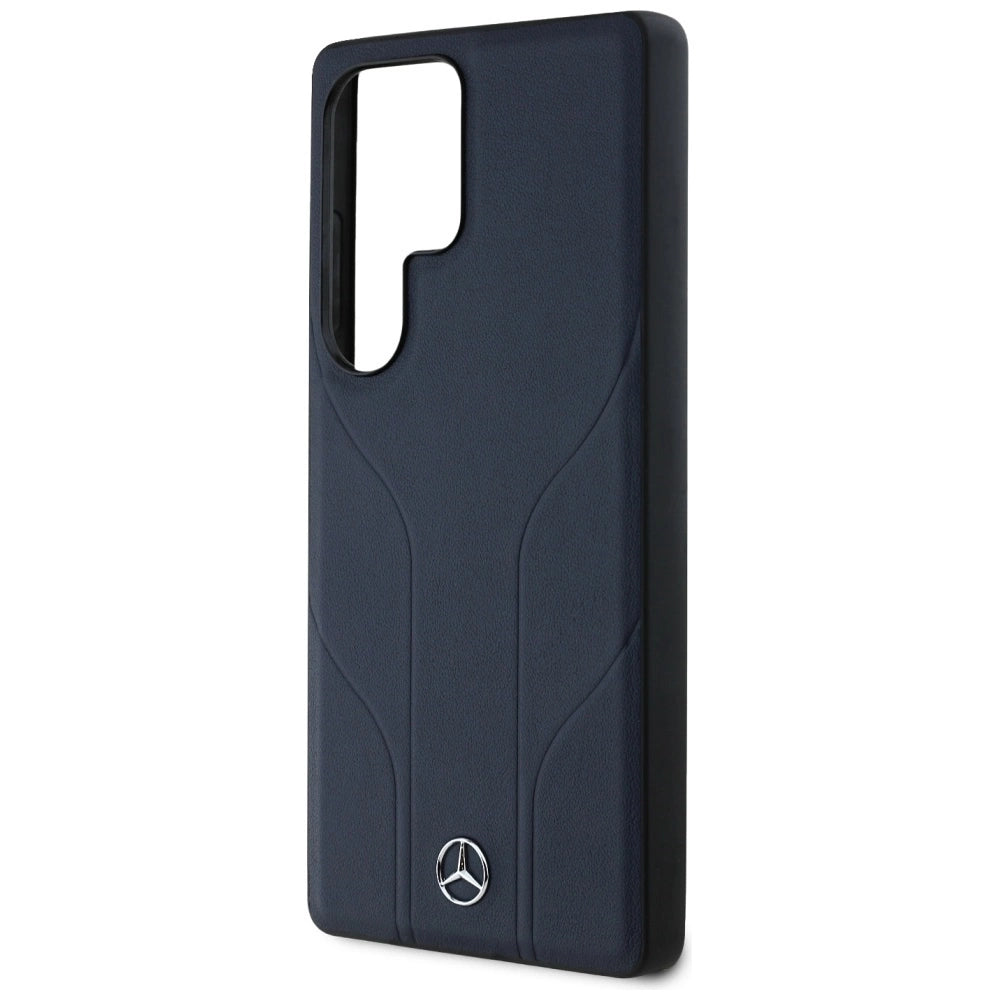 Mercedes Leather Debossed Lines MagSafe Case for Samsung Galaxy S25 Ultra - Blue_5