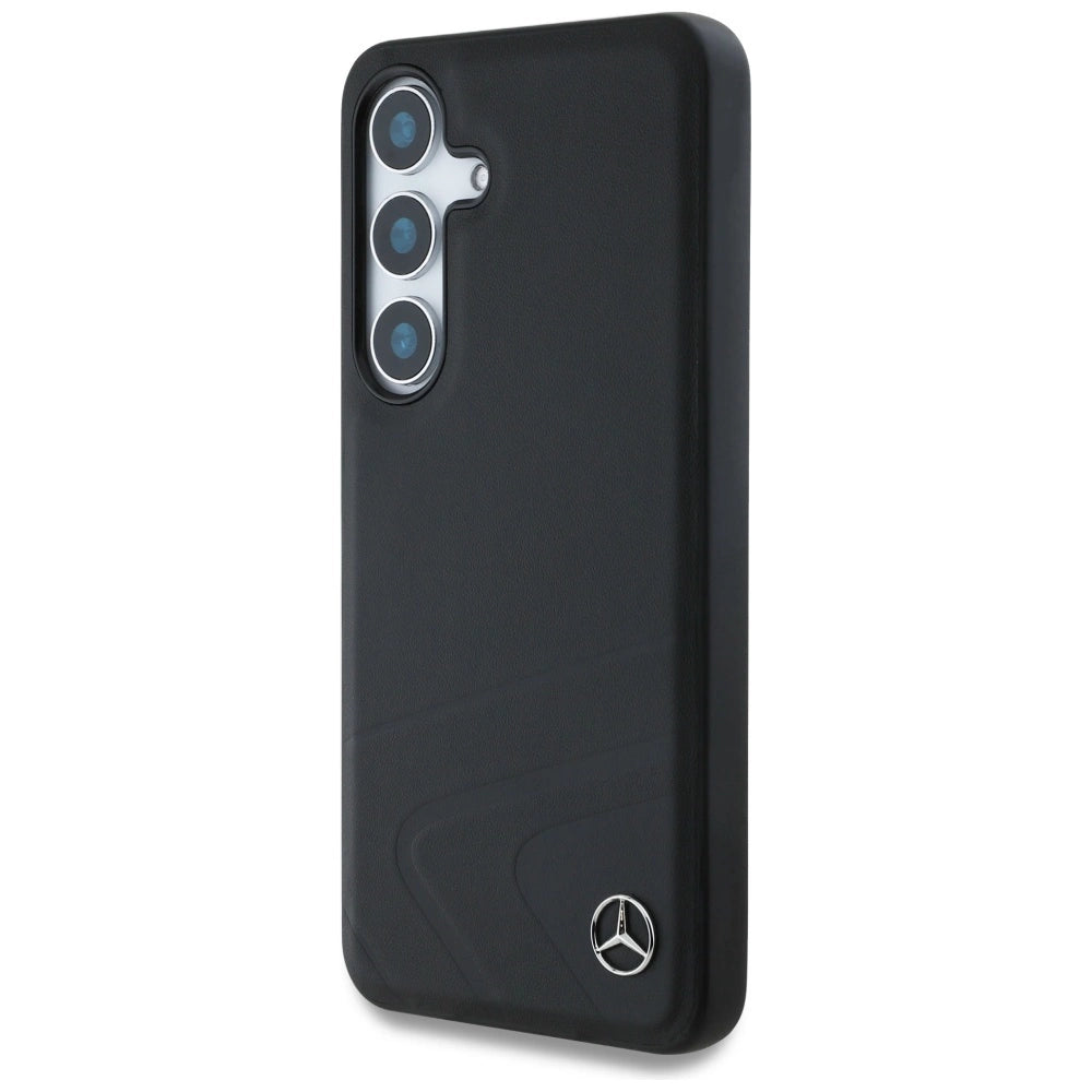 Mercedes Leather Horizontal Debossed Curves MagSafe Case for Samsung Galaxy S25 - Black_1